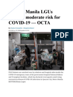 5 Metro Manila Lgus Down To Moderate Risk For Covid-19 - Octa