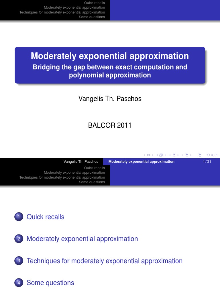Exponential Approximation Techniques | PDF | Time Complexity | Applied ...
