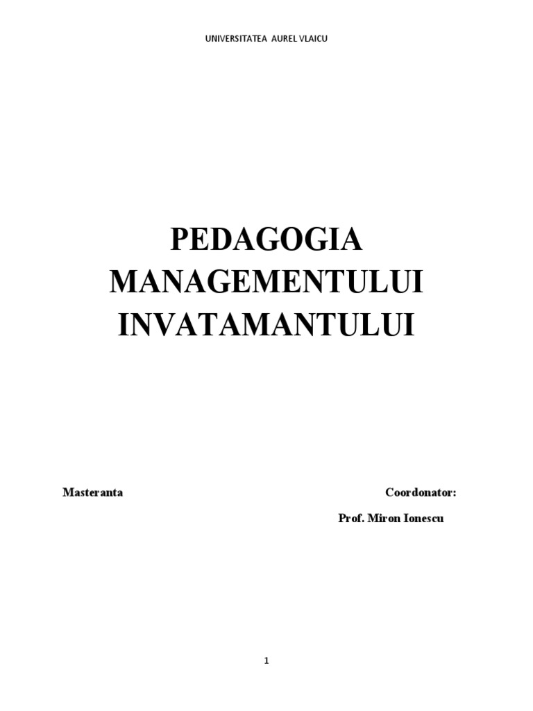 Pedagogia Managementului Invatamantului | PDF
