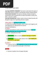 Week 6 Volcano Hazard: Learning Content Standard: Performance Standard: The Learners Develop A Family Emergency