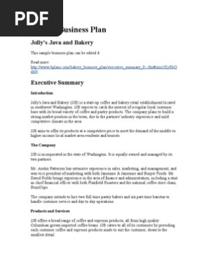 Bakery Business Plan
