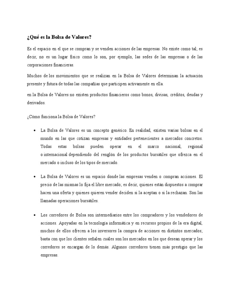 Guía para Invertir en la Bolsa de Valores | PDF | Bolsa | Mercado ...