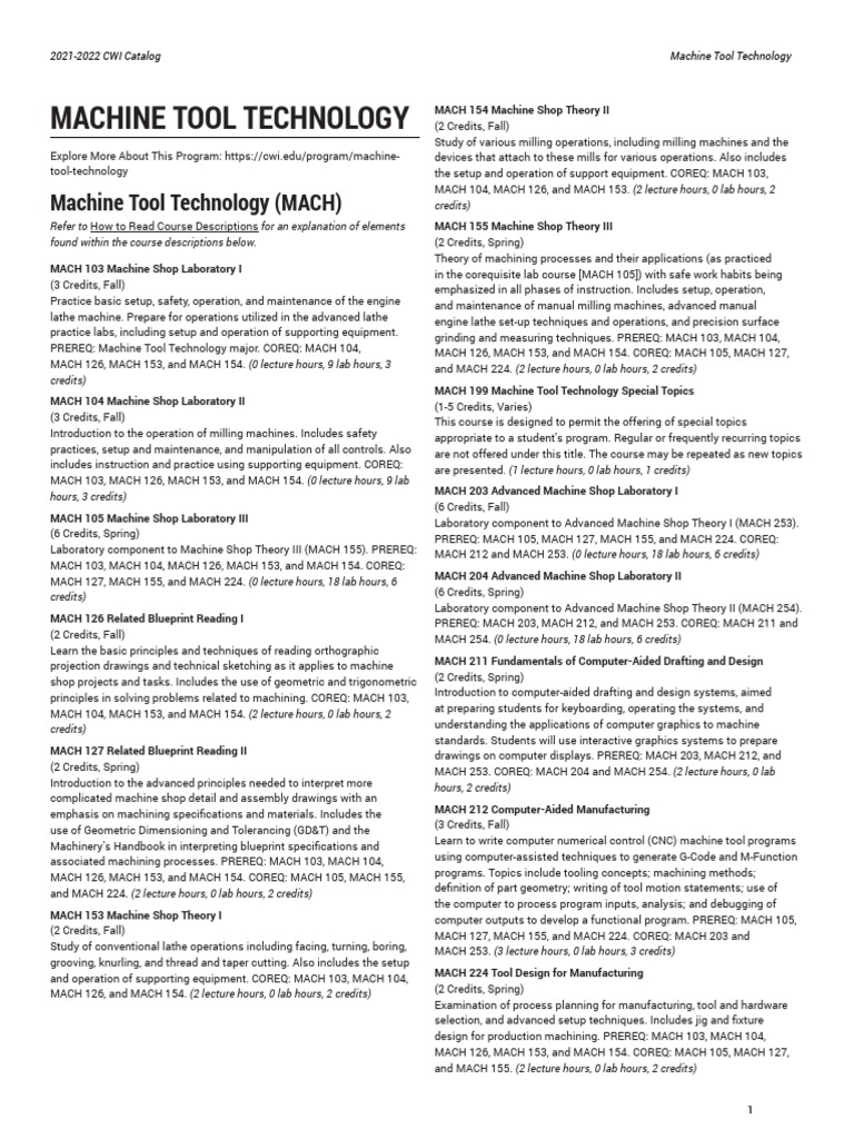 Machine Tool Technology Coursestext PDF Machining Numerical Control
