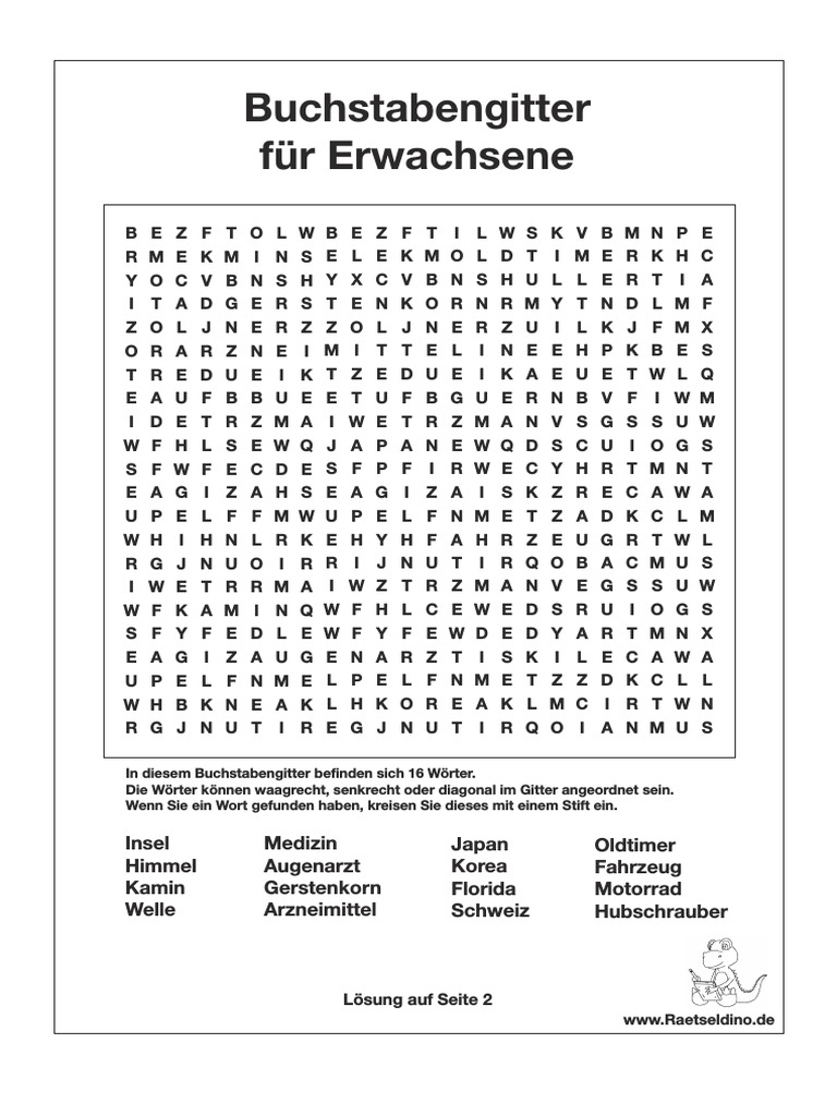 Buchstabengitter Fuer Erwachsene | PDF