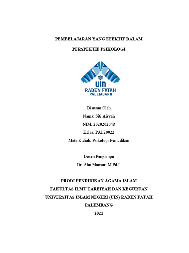 Karakteristik Pembelajaran Efektif | PDF | Karier & Perkembangan