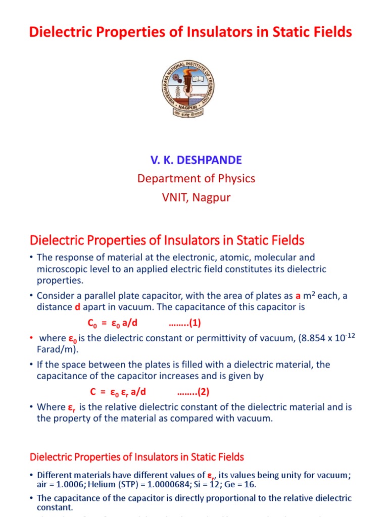 Dielectric Properties of Insulators | PDF | Dielectric | Ionic Bonding