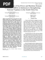 Implementation of Sea Power and Maritime Domain Awareness (MDA) in Indonesia To Strengthening National Vigilance in The South China Sea