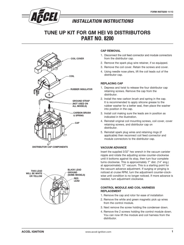 PART NO. 8200 Tune Up Kit For GM Hei V8 Distributors PDF