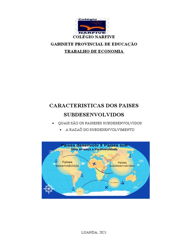 Características dos Países Subdesenvolvidos | PDF