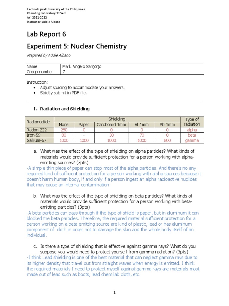Nuclear Chemistry Lab Report Summary | PDF | Ionizing Radiation ...