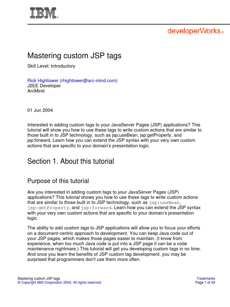 J Custom Tags PDF Download Free PDF Java Server Pages Java Servlet