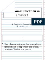 Oral Communication in Context: Functions of Communication Kinds of Talks