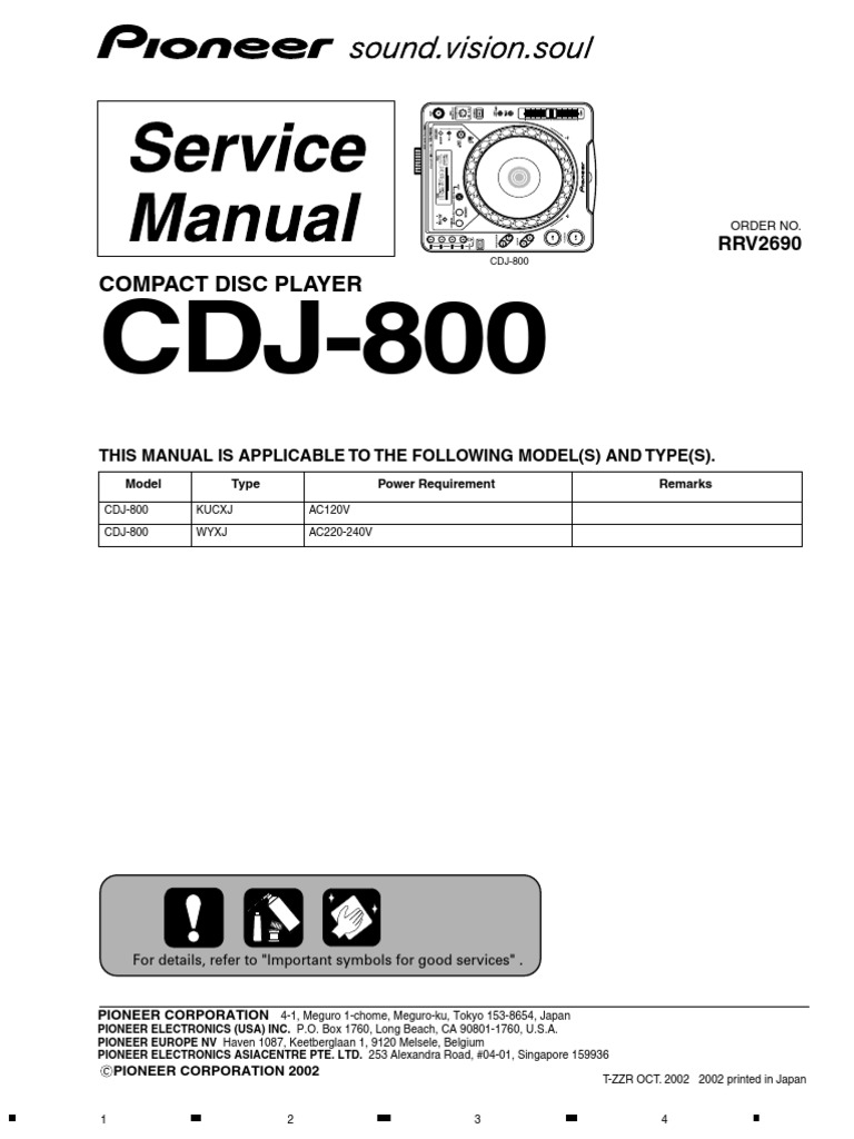 CDJ-800 Service Manual Overview | PDF | Laser | Switch