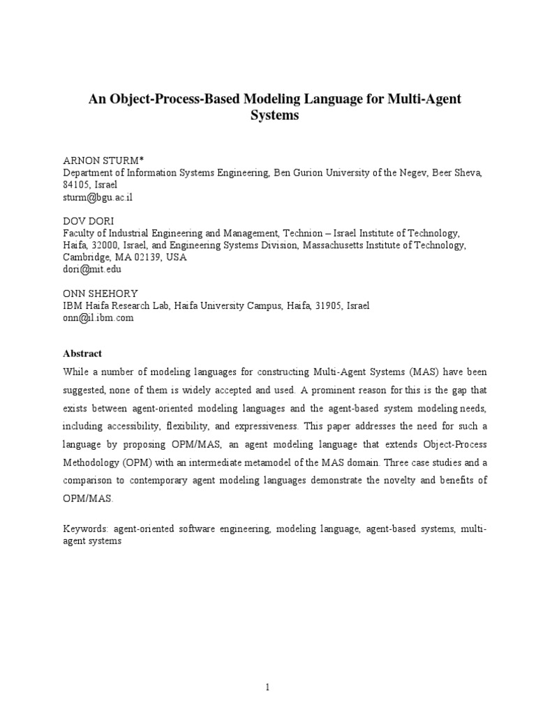 An Object Process Based Modeling Language For Multi Agent Systems | PDF ...