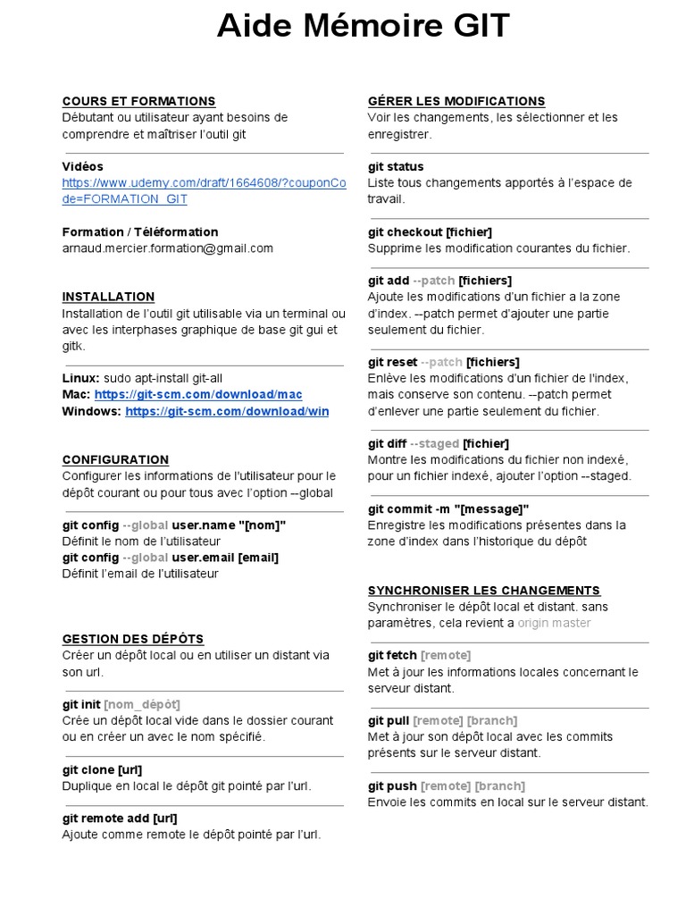Aide Mémoire pour GIT et GitHub | PDF | Fichier informatique ...