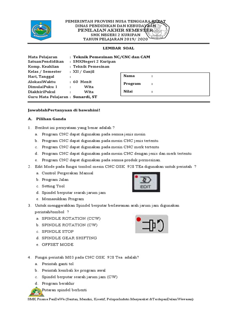 Soal Pts Cnc Xii Tpm Pdf
