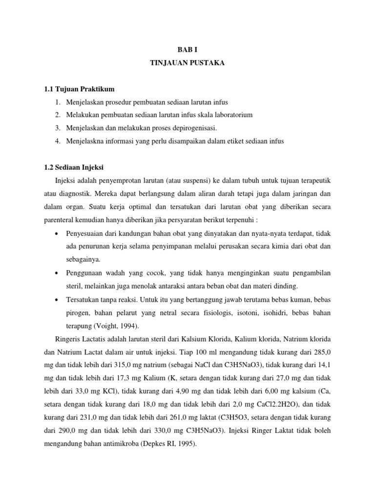 Laporan Infus Ringer 1 | PDF