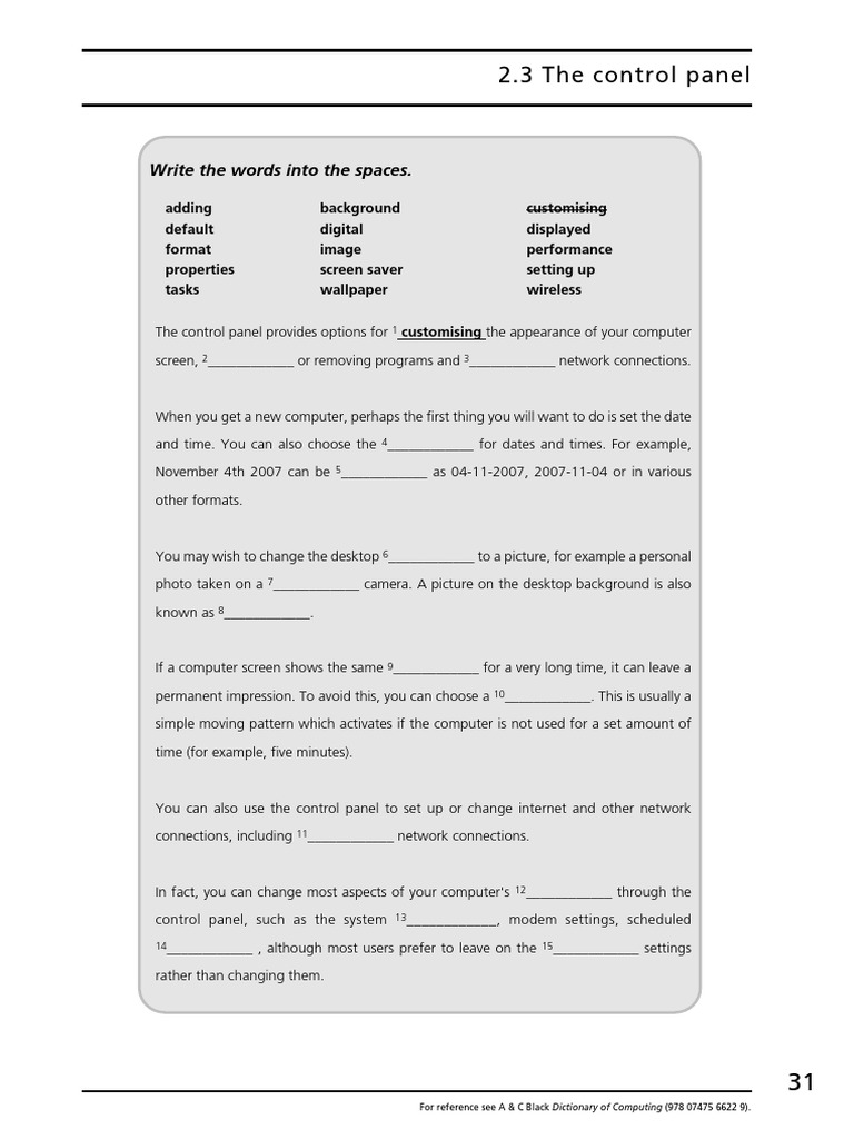Control Panel Basics for IT Exercises | PDF | Http Cookie | Internet ...