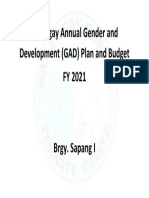 Barangay Annual Gender and Development (GAD) Plan and Budget FY 2021