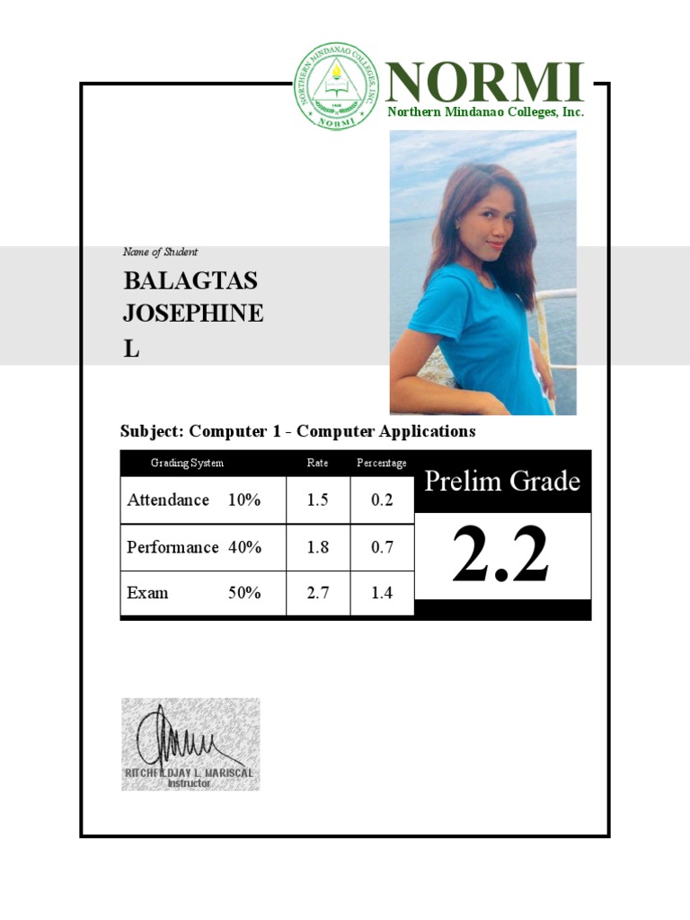 Computer Applications Grading System | PDF