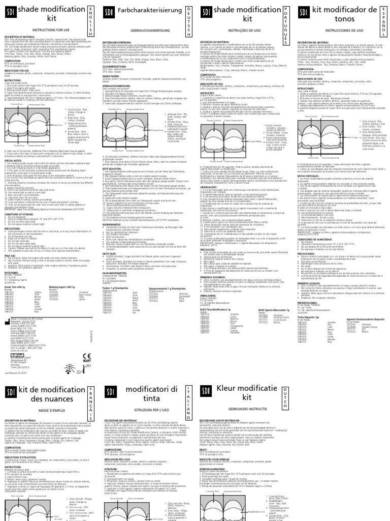 Shade Modification - Sdi - Instructions - FR | PDF | Boca | Ramas de ...