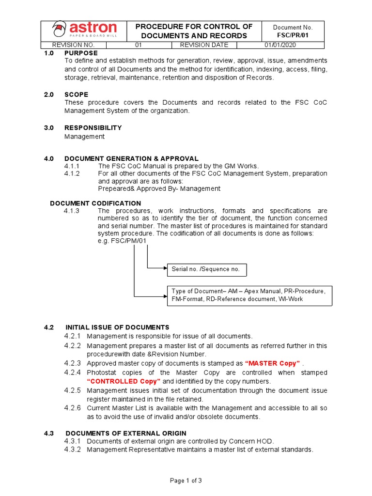 Document and Record Control Procedure | PDF | Forest Stewardship ...