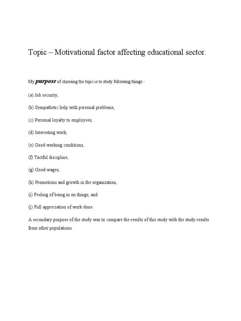 Motivational Factors in Education Sector | PDF