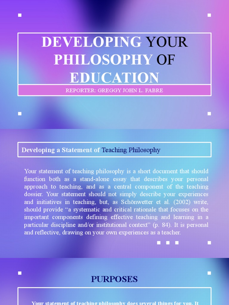 Developing Your Philosophy of Education PDF Teaching Method