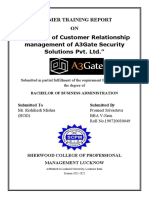 Analysis of Customer Relationship Management of A3Gate Security Solutions Pvt. Ltd.