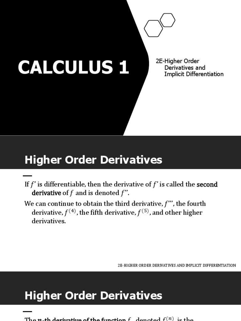 Higher Order Derivatives & Implicit Differentiation | PDF | Derivative ...