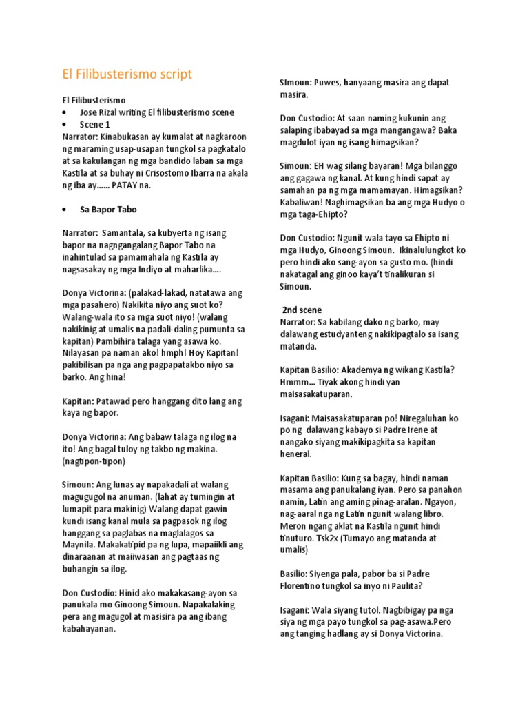 El Filibusterismo Script | PDF