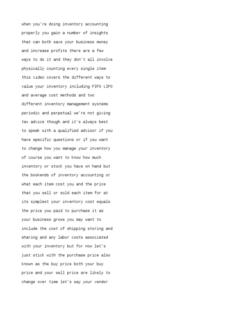 How To Manage Inventory FIFO LIFO AVCO Small Business Guides Xero (.SRT ...