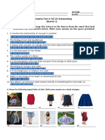 Summative Test in TLE 10-Dressmaking: (Quarter 1)