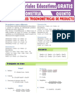 Transformaciones Trigonométricas de Producto para Quinto Grado de Secundaria