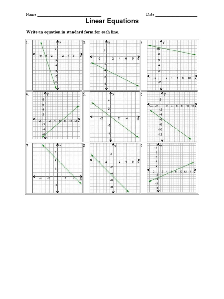 Linear Equations Practice Worksheet | PDF | Equations | Elementary ...