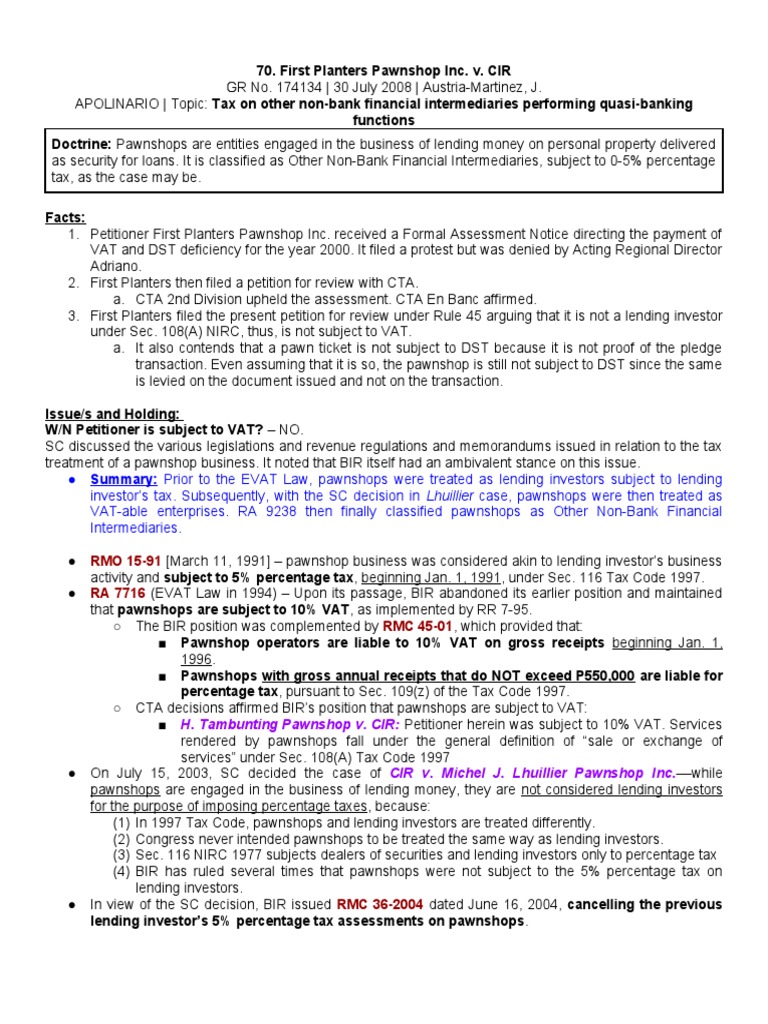 DIGEST First Planters Inc. v. CIR Download Free PDF