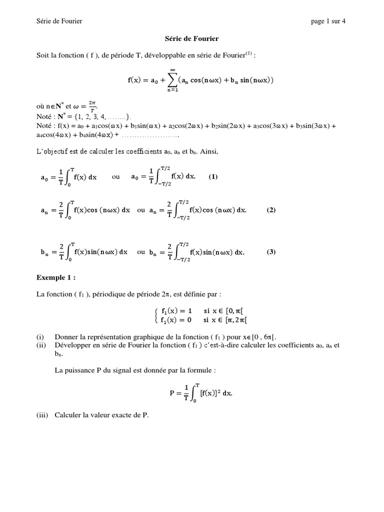 Séries de Fourier et Puissance du Signal | PDF | Fonction ...