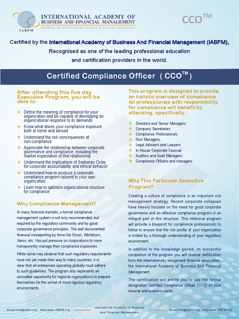 Curated visual reference: Picture Idea: Certified Compliance Officer Cco Pdf Regulatory Compliance