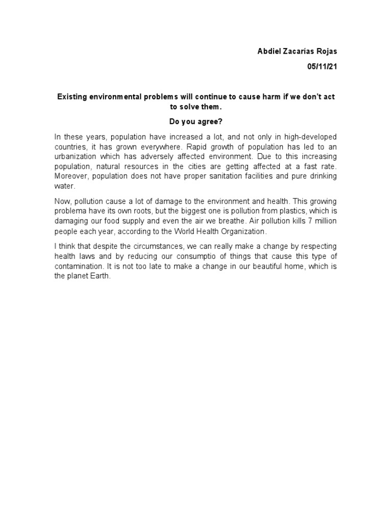 Essay Environmental Issues Pdf