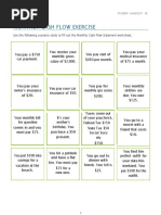 Monthly Cash Flow EX Ercise: Use The Following Scenario Cards To Fill Out The Monthly Cash Flow Statement Worksheet