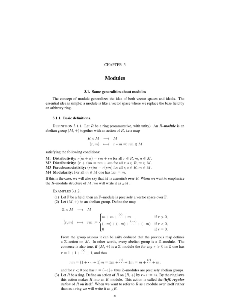 Modules | PDF | Module (Mathematics) | Ring (Mathematics)
