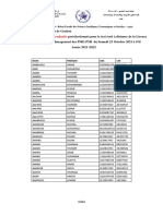 Liste Des Candidats Non-Salariés Selectionnés Pour Le Test Écrit de La Licence Professionnelle