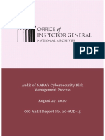 Final Audit Report Audit of Naras Cybersecurity Risk Management Process 20 Aud 15