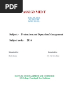 Assignment For Production and Operation Management