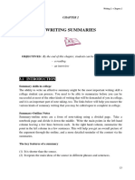Writing Summaries: OBJECTIVES: by The End of This Chapter, Students Can Be Able To Summarise