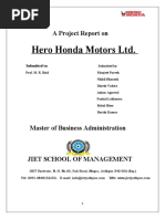 Hero Honda Motors LTD.: A Project Report On