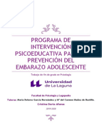 Programa de Intervencion Psicoeducativa para La Prevencion Del Embarazo