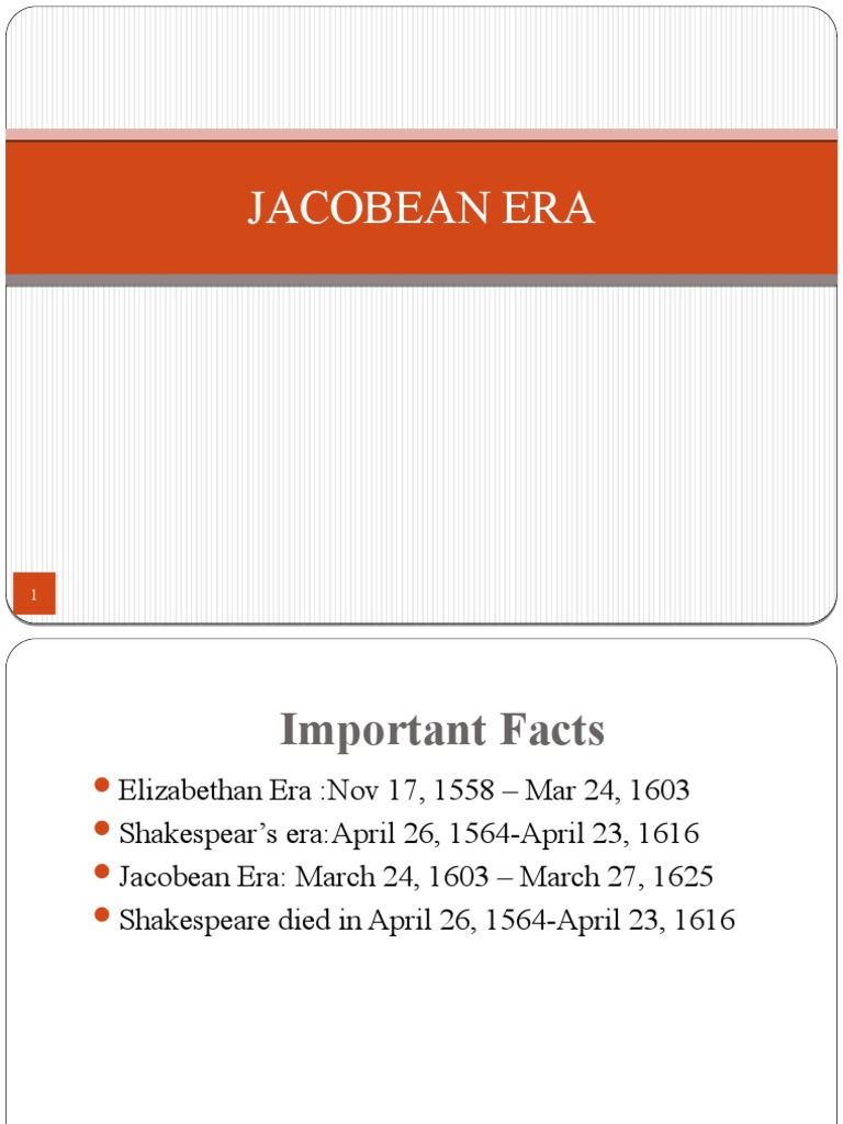 Jacobean Era PDF Ben Jonson William Shakespeare