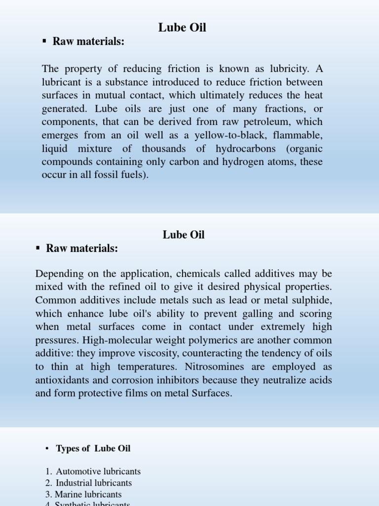 Lube Oil PDF Lubricant Petroleum