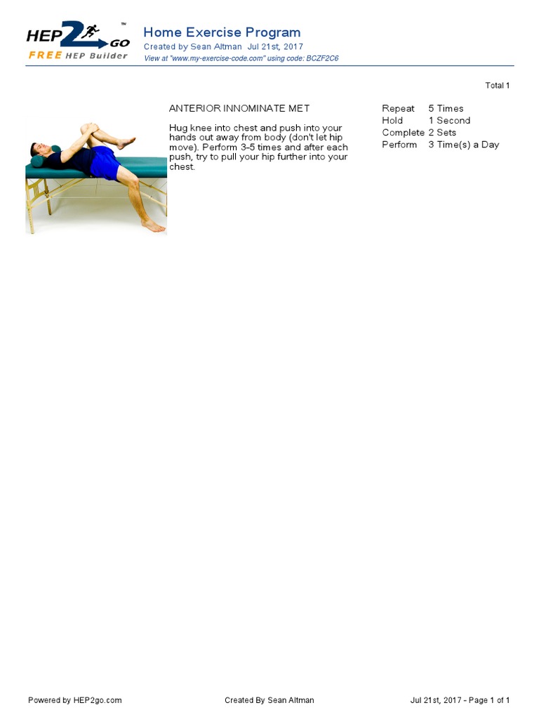 Anterior Innominate Muscle Energy Technique | PDF